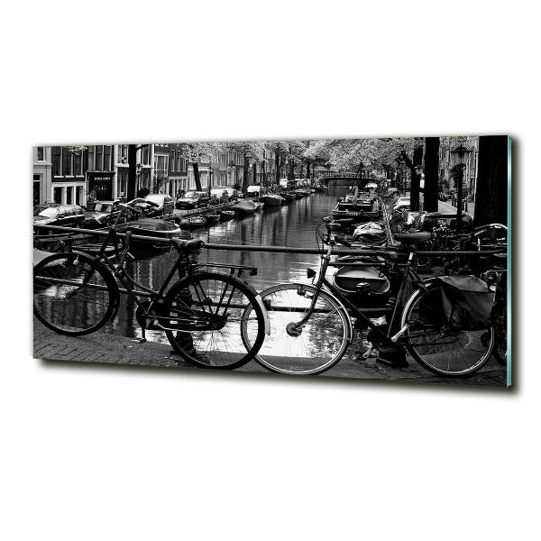 Foto schilderij op glas Amsterdamse fietsen