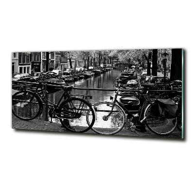 Foto schilderij op glas Amsterdamse fietsen