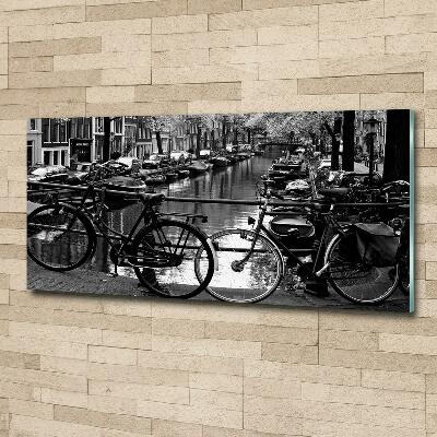 Foto schilderij op glas Amsterdamse fietsen