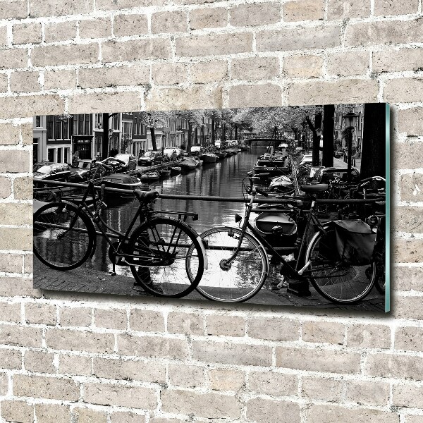Foto schilderij op glas Amsterdamse fietsen