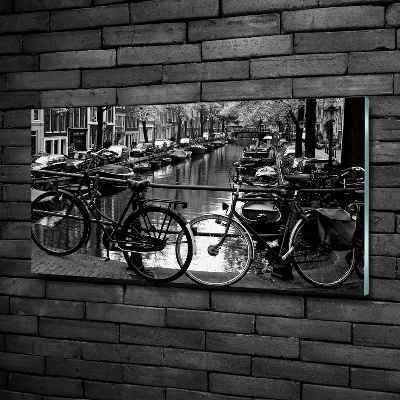 Foto schilderij op glas Amsterdamse fietsen