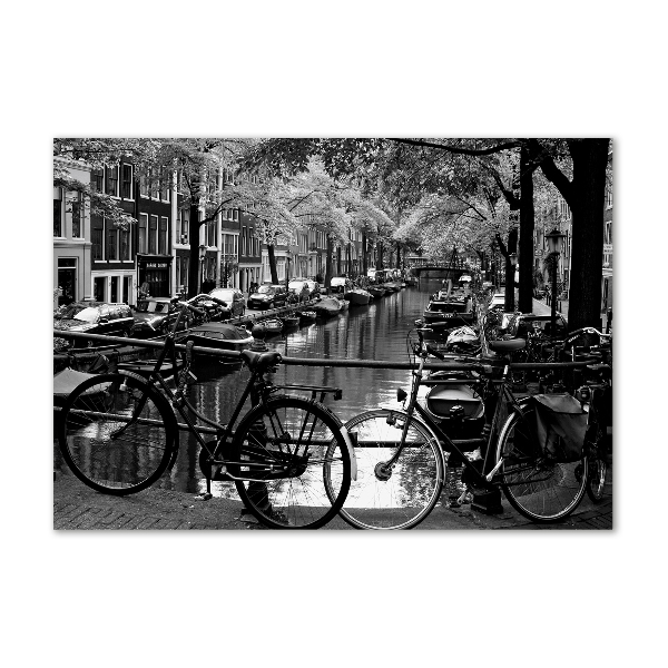 Foto schilderij op glas Amsterdamse fietsen