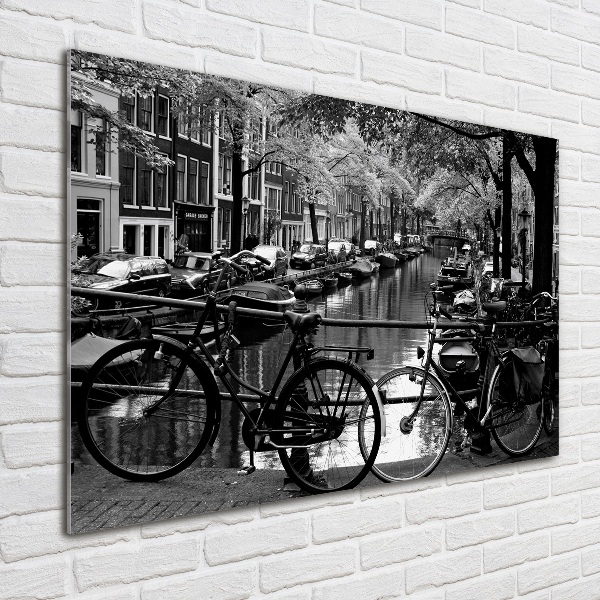 Foto schilderij op glas Amsterdamse fietsen