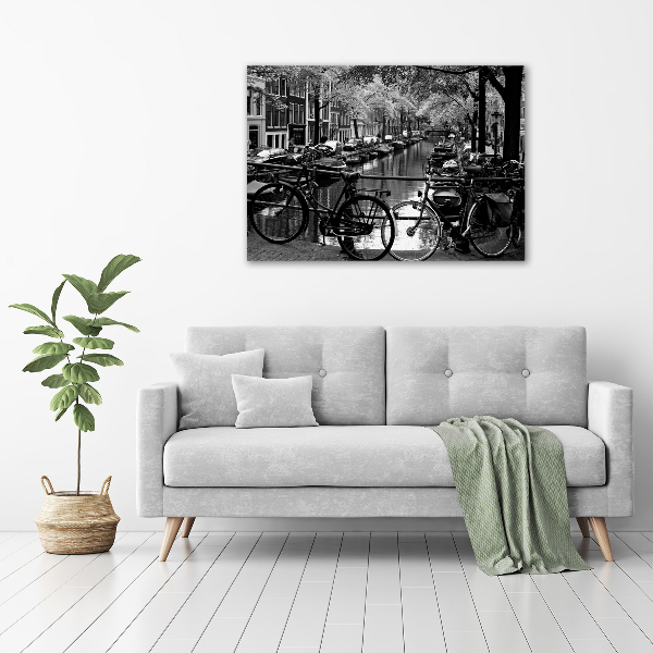 Foto schilderij op glas Amsterdamse fietsen