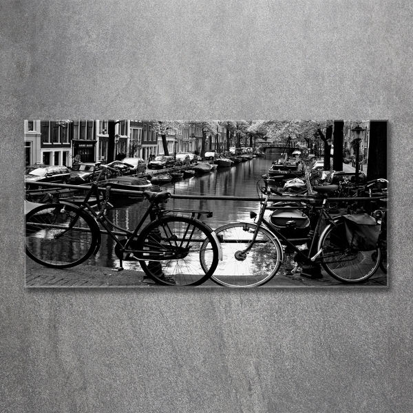 Foto schilderij op glas Amsterdamse fietsen