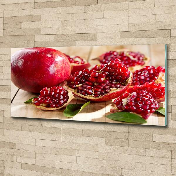 Glazen schilderij Granaatappel met bladeren