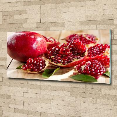 Glazen schilderij Granaatappel met bladeren