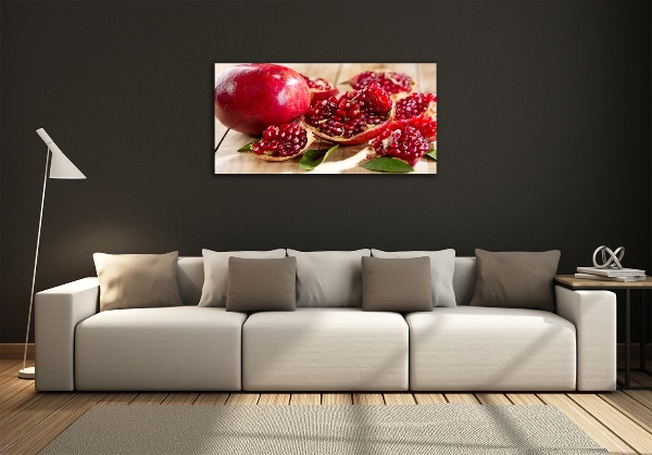 Glazen schilderij Granaatappel met bladeren