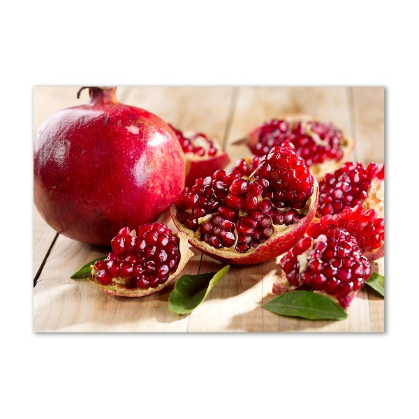 Glazen schilderij Granaatappel met bladeren