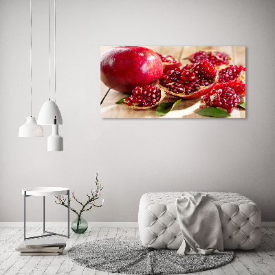 Glazen schilderij Granaatappel met bladeren