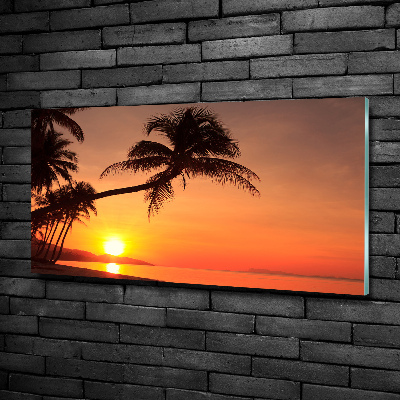 Schilderij glas Zonsondergangstrand