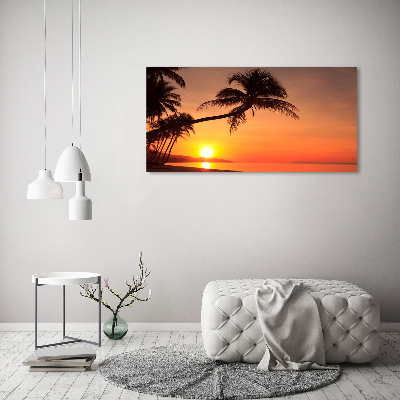 Schilderij glas Zonsondergangstrand