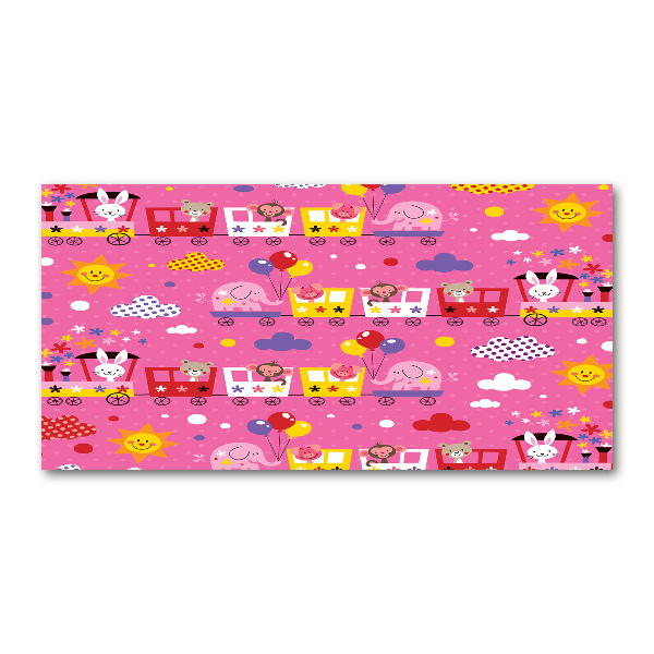 Schilderij glas Dieren in de trein