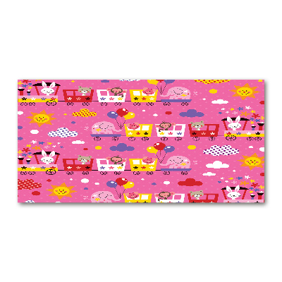 Schilderij glas Dieren in de trein