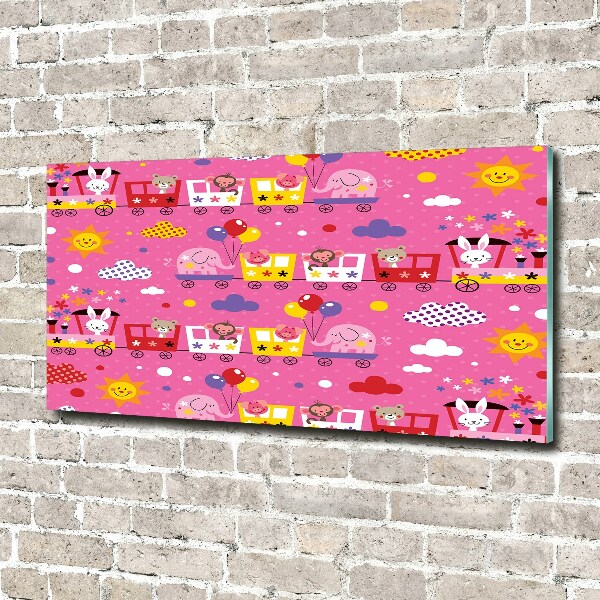 Schilderij glas Dieren in de trein