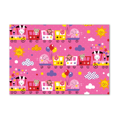 Schilderij glas Dieren in de trein