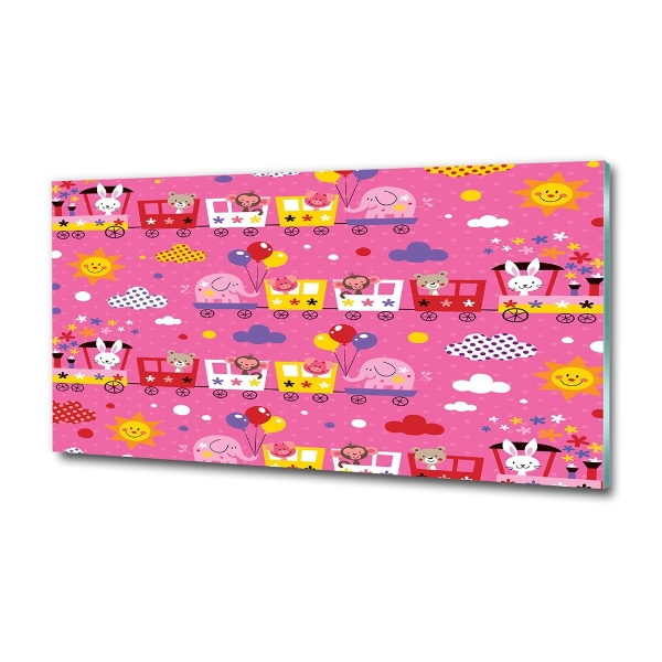 Schilderij glas Dieren in de trein