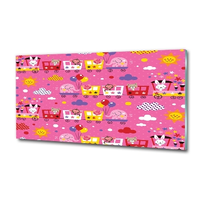 Schilderij glas Dieren in de trein