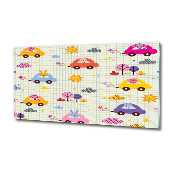 Glazen schilderij Speelgoedauto's