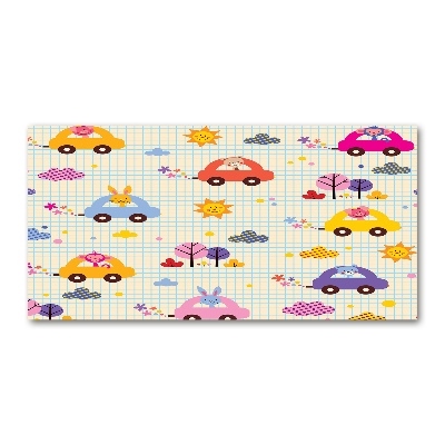 Glazen schilderij Speelgoedauto's