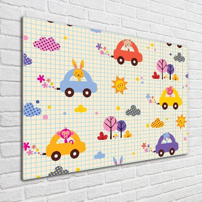 Glazen schilderij Speelgoedauto's