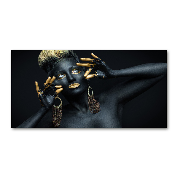 Schilderij op glas Vrouw in het zwart