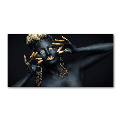 Schilderij op glas Vrouw in het zwart