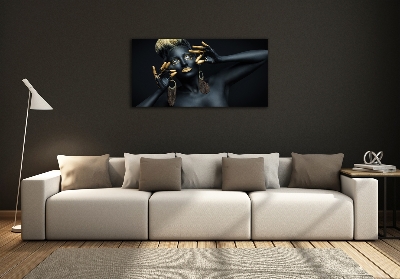 Schilderij op glas Vrouw in het zwart