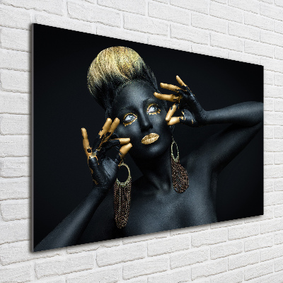 Schilderij op glas Vrouw in het zwart