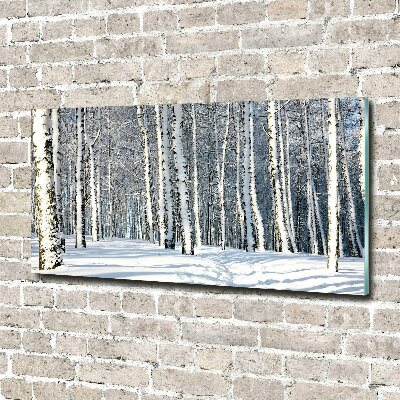 Schilderij glas Bos in de winter