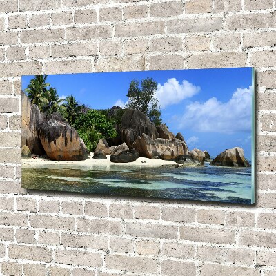 Schilderij op glas panorama van de Seychellen