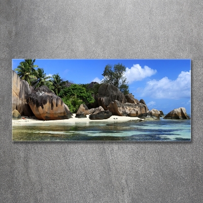 Schilderij op glas panorama van de Seychellen
