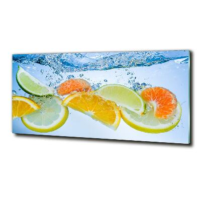 Schilderij op glas Citrusvruchten onder water