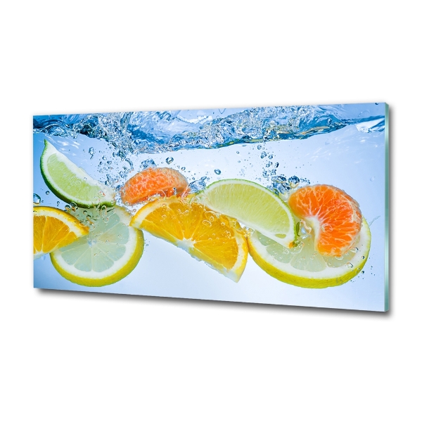 Schilderij op glas Citrusvruchten onder water