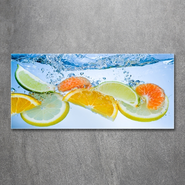 Schilderij op glas Citrusvruchten onder water