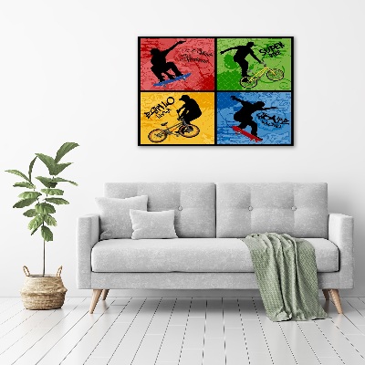 Schilderij glas Fiets en skateboard