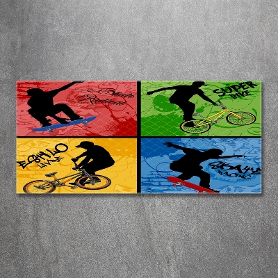 Schilderij glas Fiets en skateboard