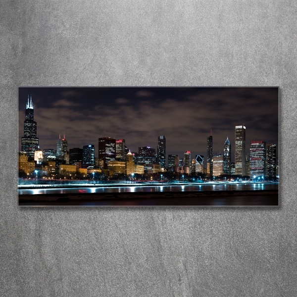 Schilderij glas Chicago 's nachts