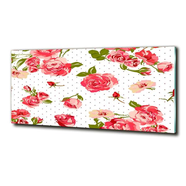 Schilderij glas Rozen