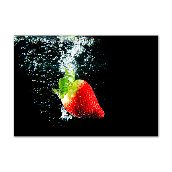 Schilderij glas Aardbei onder water