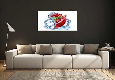 Foto schilderij op glas Granaatappel met ijs