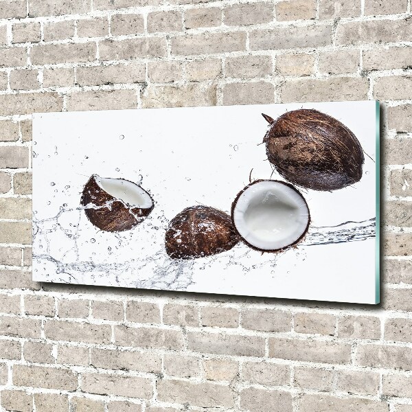 Schilderij op glas Kokosnoot met water