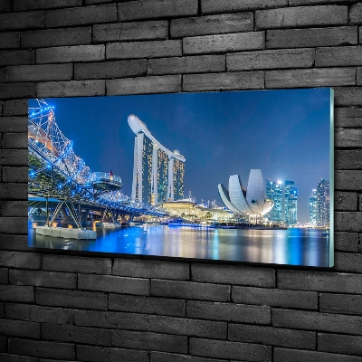 Foto schilderij op glas Singapore bij nacht