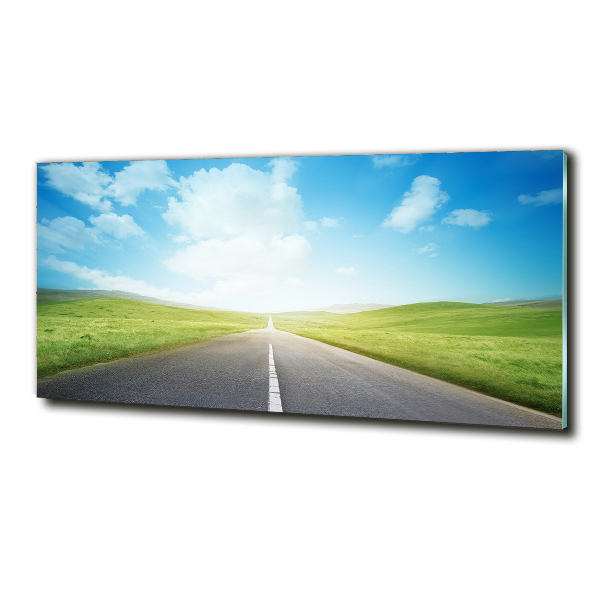 Glazen schilderij De weg door de weide