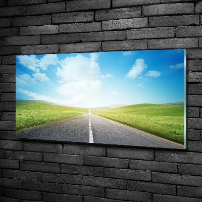 Glazen schilderij De weg door de weide