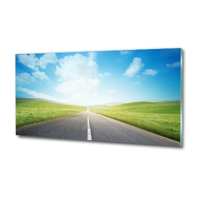 Glazen schilderij De weg door de weide