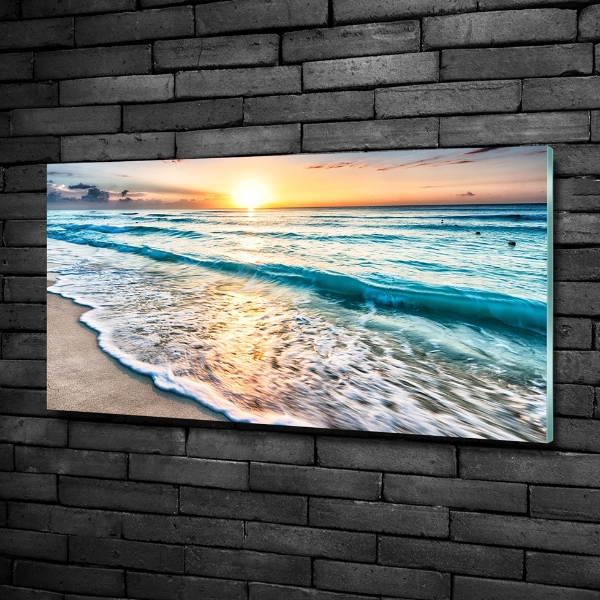 Foto schilderij op glas Zonsondergangstrand