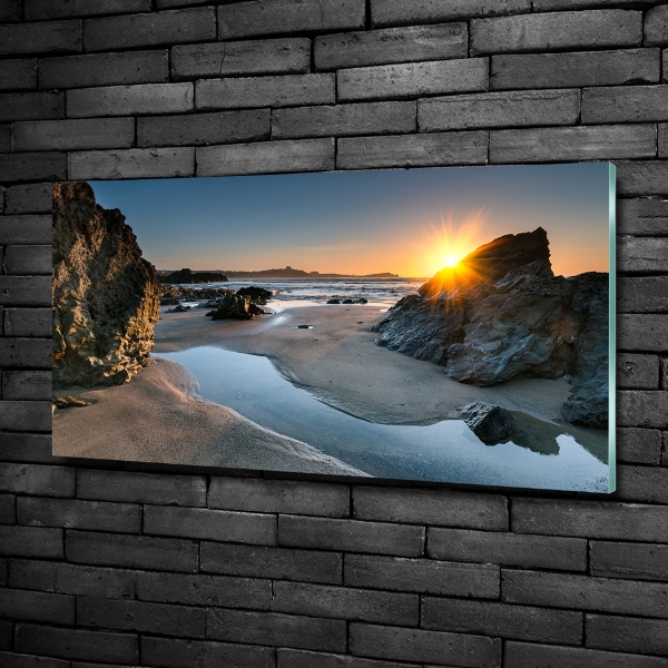 Schilderij op glas Rotsen op het strand