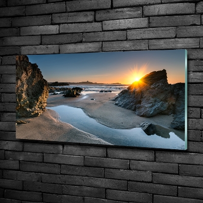 Schilderij op glas Rotsen op het strand