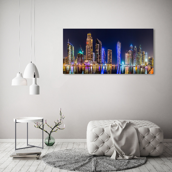 Schilderij op glas Dubai 's nachts